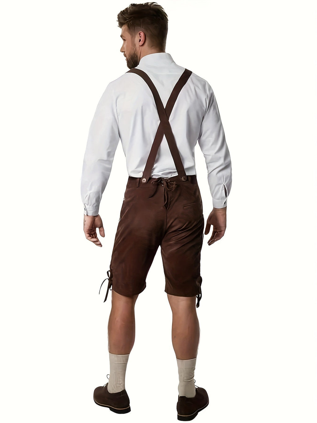 Herr Lederhosen i Textil | Normal Passform Festivalshorts med Justerbara Hängslen och Broderi | Oktoberfest | Olsson