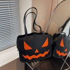 Halloween Messenger-Väska i PU | Kompakt Fyrkantig Väska med Pumpadesign | Förvaring för Vardagsbruk & Halloween | Olsson