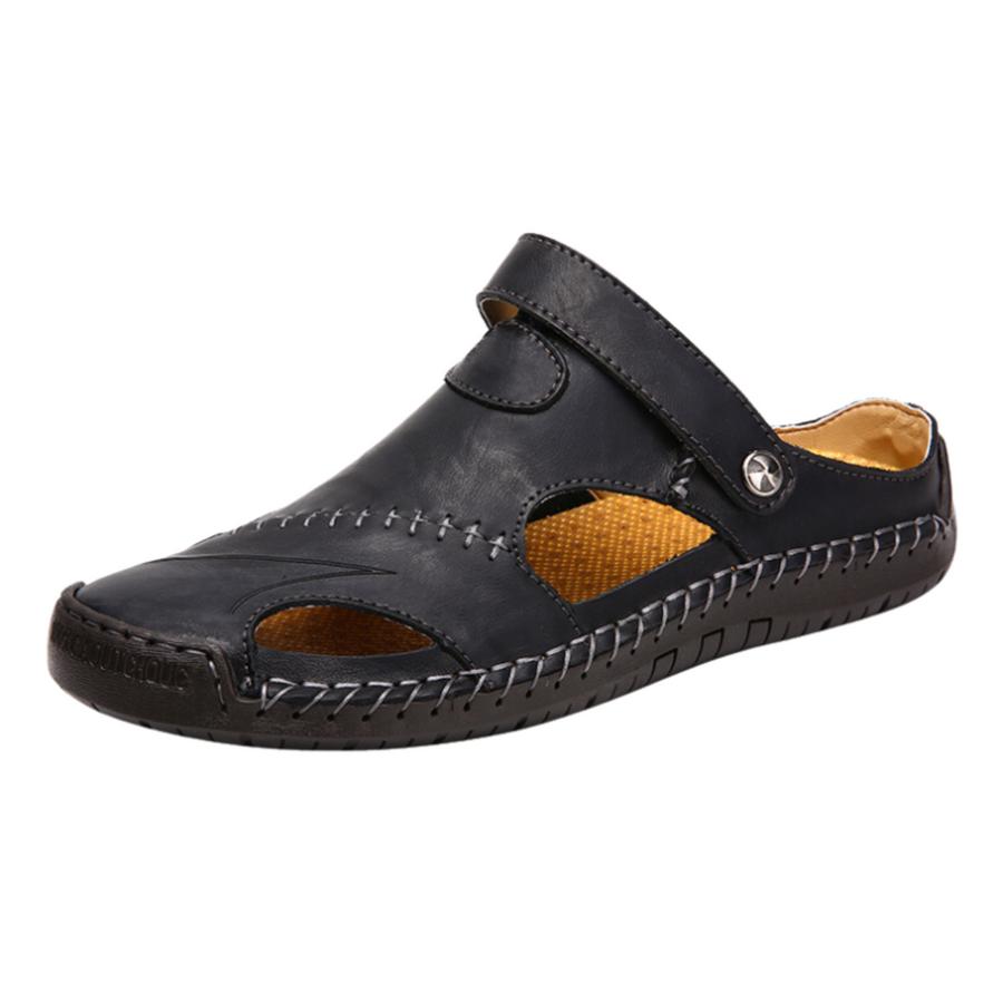 Fisherman Sandaler i Mikrofiberläder - Stängd Tå med Slip-On och Halkskyddande Gummisula - Herrsandaler för Sommar och Vardag - Olsson