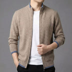 Herr Zip-Pullover i Ull | Slim Fit & Långa Ärmar | Lätt Stickad Tröja för Vardag & Säsongsbetonad Lager-På-Lager | Olsson