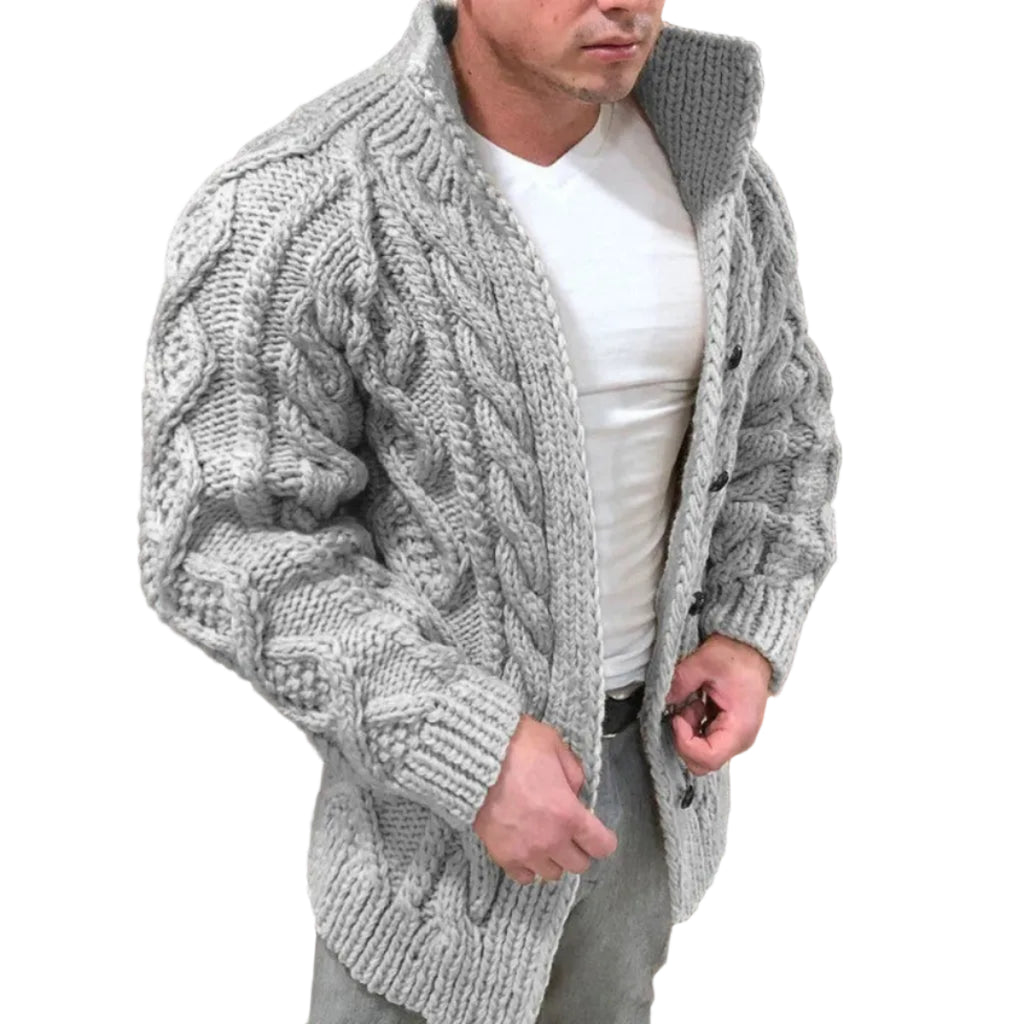 Stickad Cardigan för Herr med Ståkrage | Regular Fit Långärmad Kofta för Lager-på-Lager | Vardagsbruk | Olsson