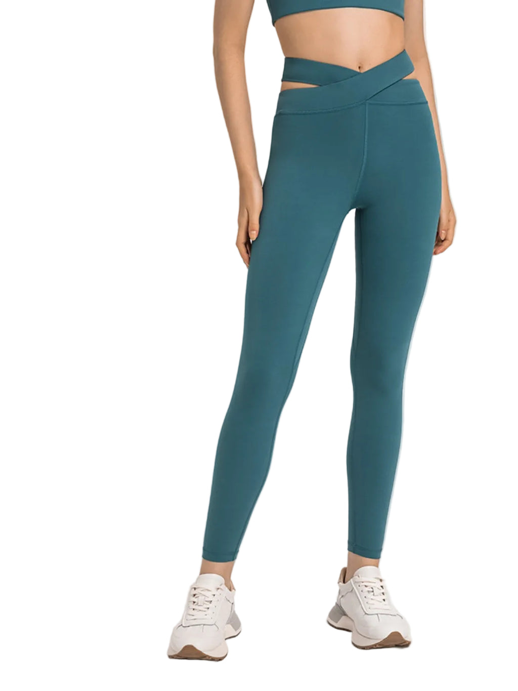 V-Formad Midja Yogaleggings - Stretchiga Hellånga Träningsbyxor