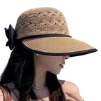 Floppy Hatt i Pappersstrå – Solhatt Med Rosett Och Blomdetalj