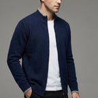 Herr Zip-Pullover i Ull | Slim Fit & Långa Ärmar | Lätt Stickad Tröja för Vardag & Säsongsbetonad Lager-På-Lager | Olsson