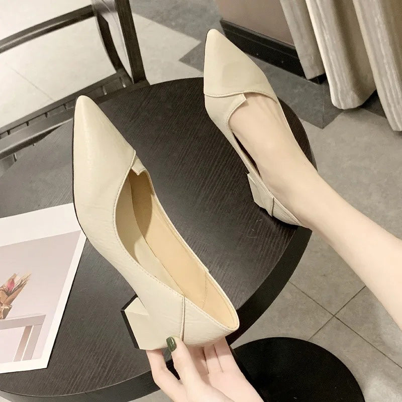 Dam Skor Med Spetsig Tå – Slip-On Modell Med Mellanhög Klack