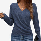 Sweatshirt för Dam i Polyester | Regular Fit Sweatshirt med V-Hals och Korsad Front | Vardagsbruk | Olsson