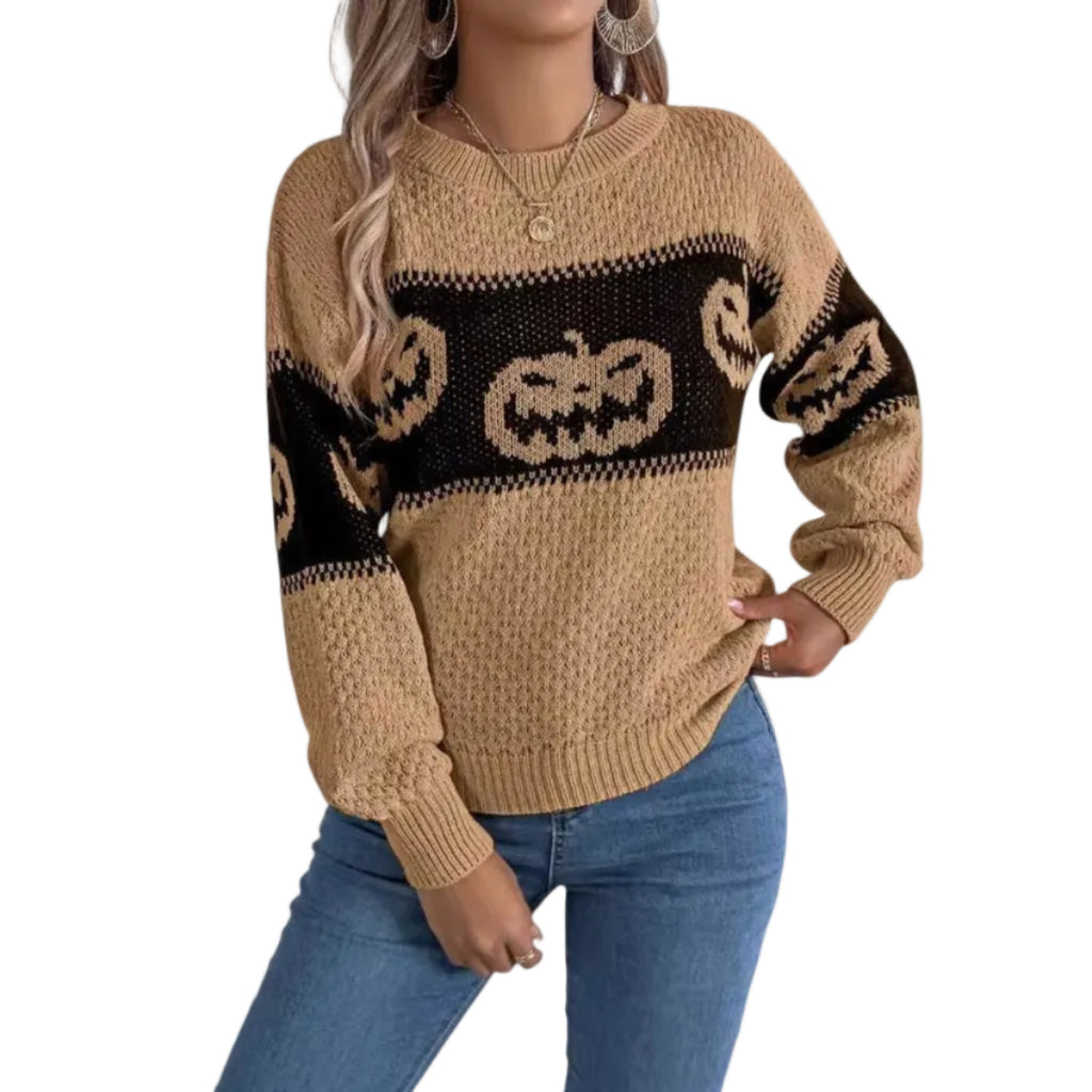 Damtröja i Akryl | Regular Fit med Pumpa-design | Säsongsplagg för Halloween och Vardagsbruk | Olsson