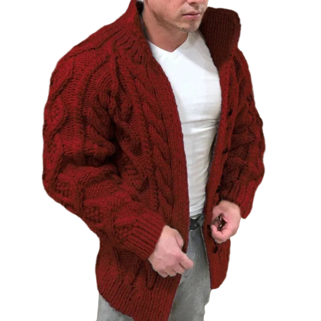 Stickad Cardigan för Herr med Ståkrage | Regular Fit Långärmad Kofta för Lager-på-Lager | Vardagsbruk | Olsson