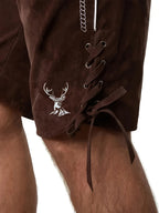 Herr Lederhosen i Textil | Normal Passform Festivalshorts med Justerbara Hängslen och Broderi | Oktoberfest | Olsson