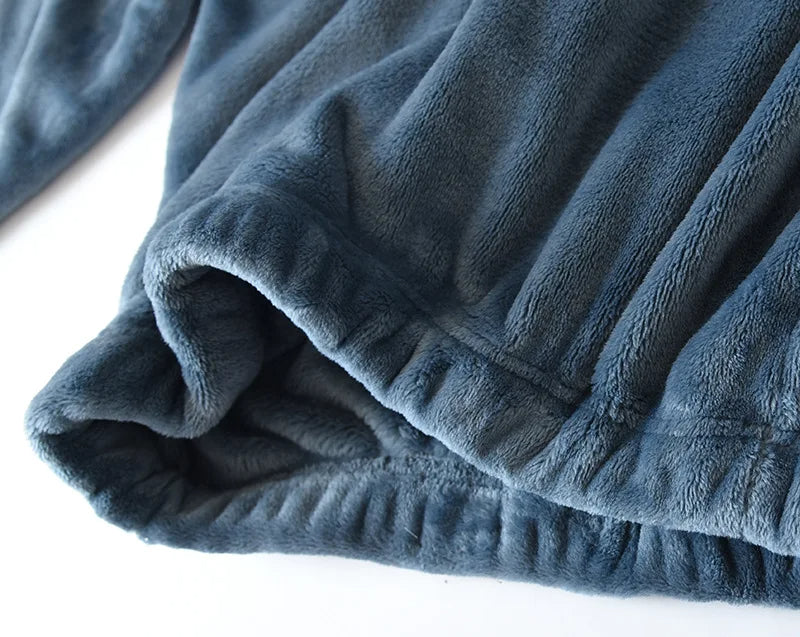 Pyjamas Set Med Byxa – Stickad Långärmad Sovkläder För Vinter