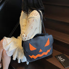 Halloween Messenger-Väska i PU | Kompakt Fyrkantig Väska med Pumpadesign | Förvaring för Vardagsbruk & Halloween | Olsson