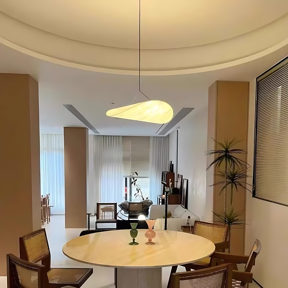 Japansk taklampa | Handgjord Boho-Design i Mjuk Elfenben (40 cm & 50 cm, siden & metall)