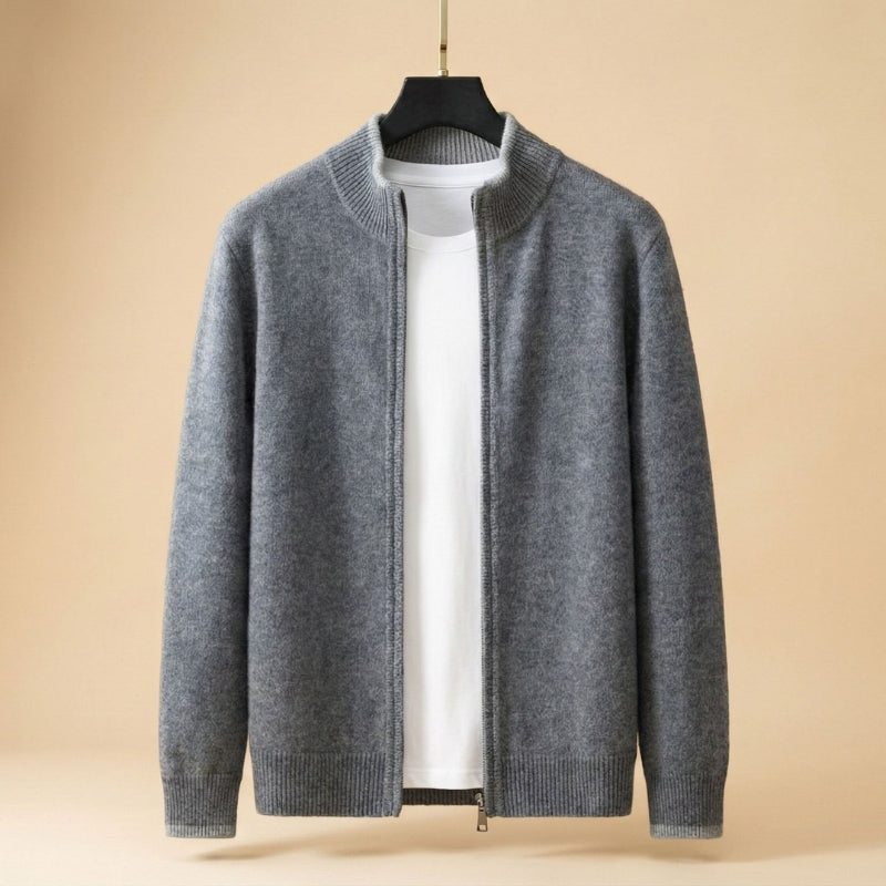 Herr Zip-Pullover i Ull | Slim Fit & Långa Ärmar | Lätt Stickad Tröja för Vardag & Säsongsbetonad Lager-På-Lager | Olsson