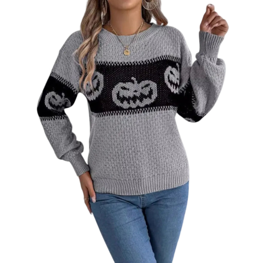 Damtröja i Akryl | Regular Fit med Pumpa-design | Säsongsplagg för Halloween och Vardagsbruk | Olsson