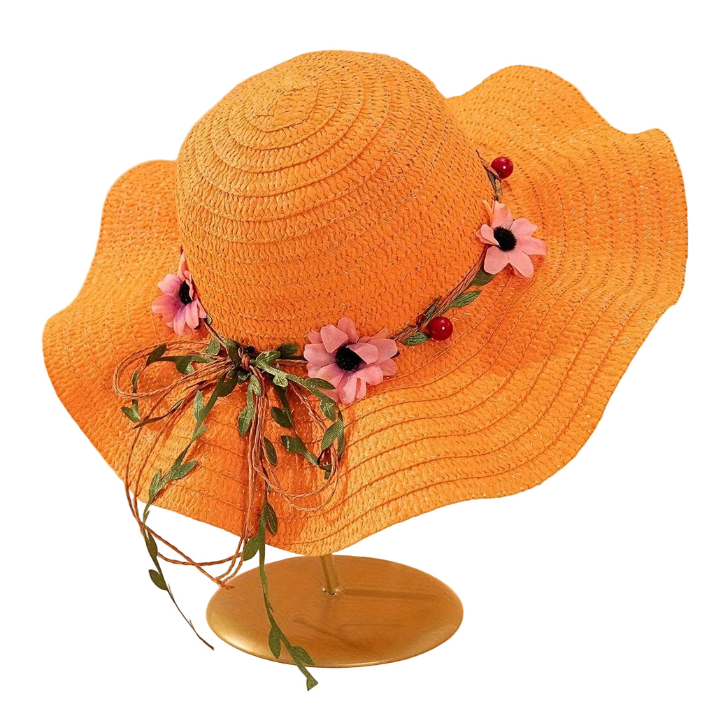 Stråhatt i Raffia – Solhatt Med Blommig Kant Och Band