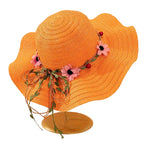 Stråhatt i Raffia – Solhatt Med Blommig Kant Och Band