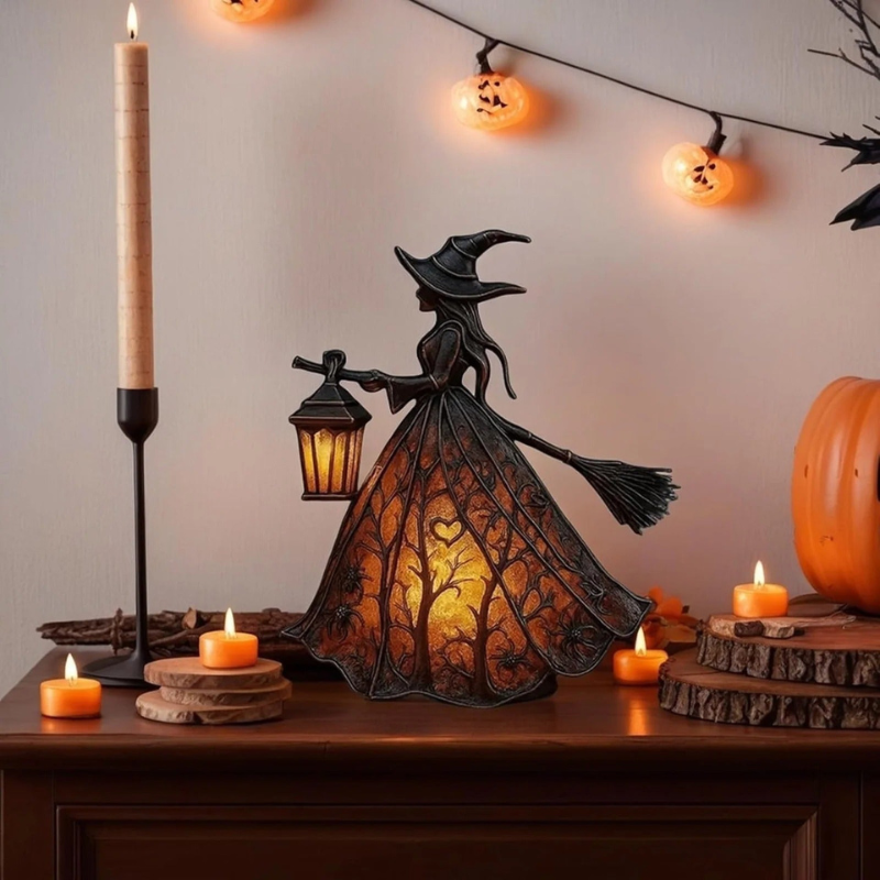 Halloween Trollampa med LED-Belysning | Batteridriven Konstruktion i Harts och Plast | Säsongsbelysning för Inomhusbruk | Olsson