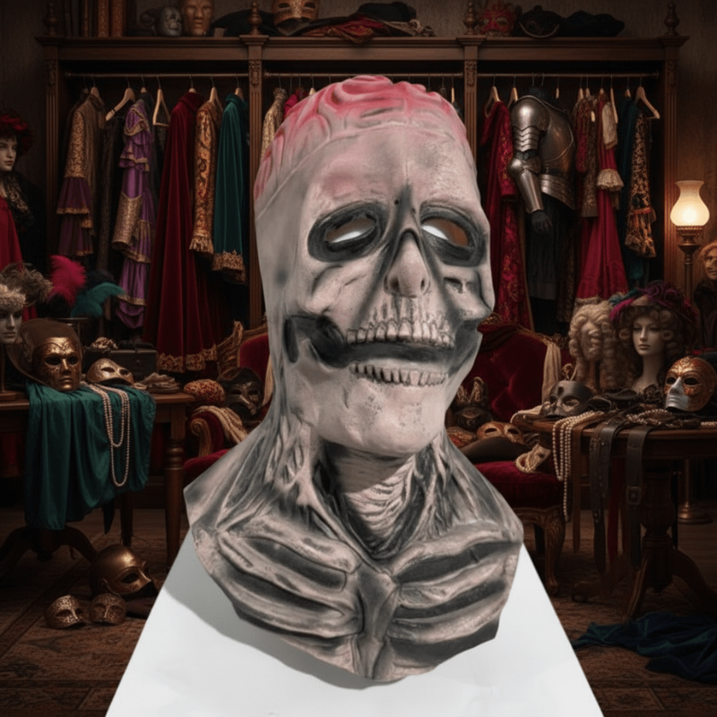 Skelettmask i Latex | Helansiktsdesign med Valfri Hatt | Kostymtillbehör för Halloween och Cosplay | Olsson