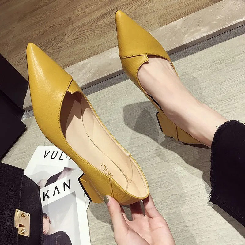 Dam Skor Med Spetsig Tå – Slip-On Modell Med Mellanhög Klack