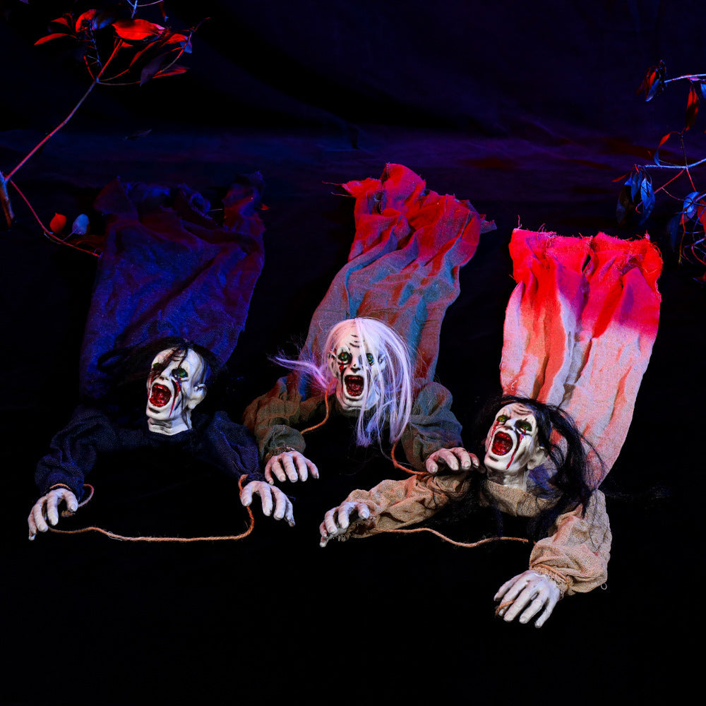 Hängande Spökdekoration i Tyg | Spökornament med Långt Hår och Upphängningsdesign | Halloween Inomhus & Utomhus | Olsson