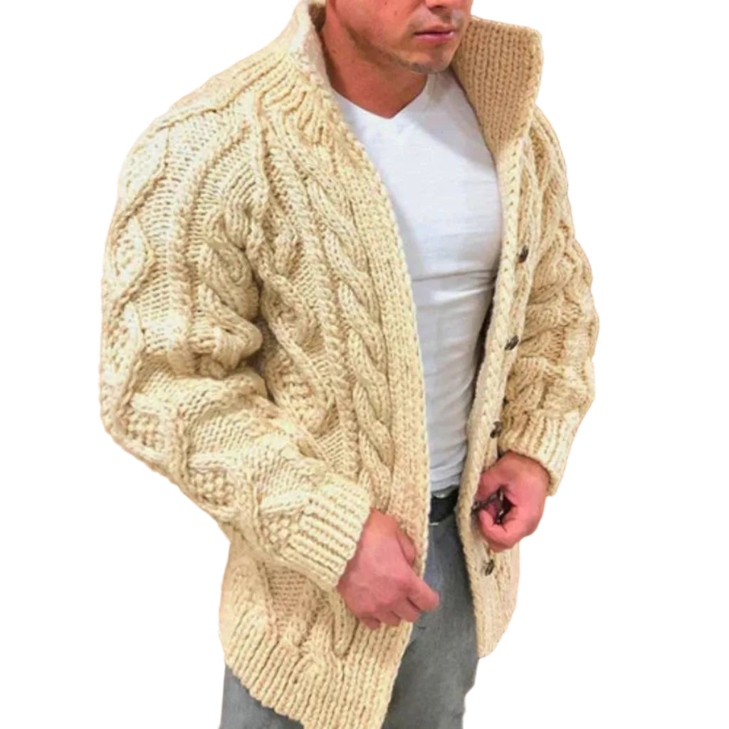 Stickad Cardigan för Herr med Ståkrage | Regular Fit Långärmad Kofta för Lager-på-Lager | Vardagsbruk | Olsson