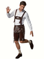 Herr Lederhosen i Textil | Normal Passform Festivalshorts med Justerbara Hängslen och Broderi | Oktoberfest | Olsson
