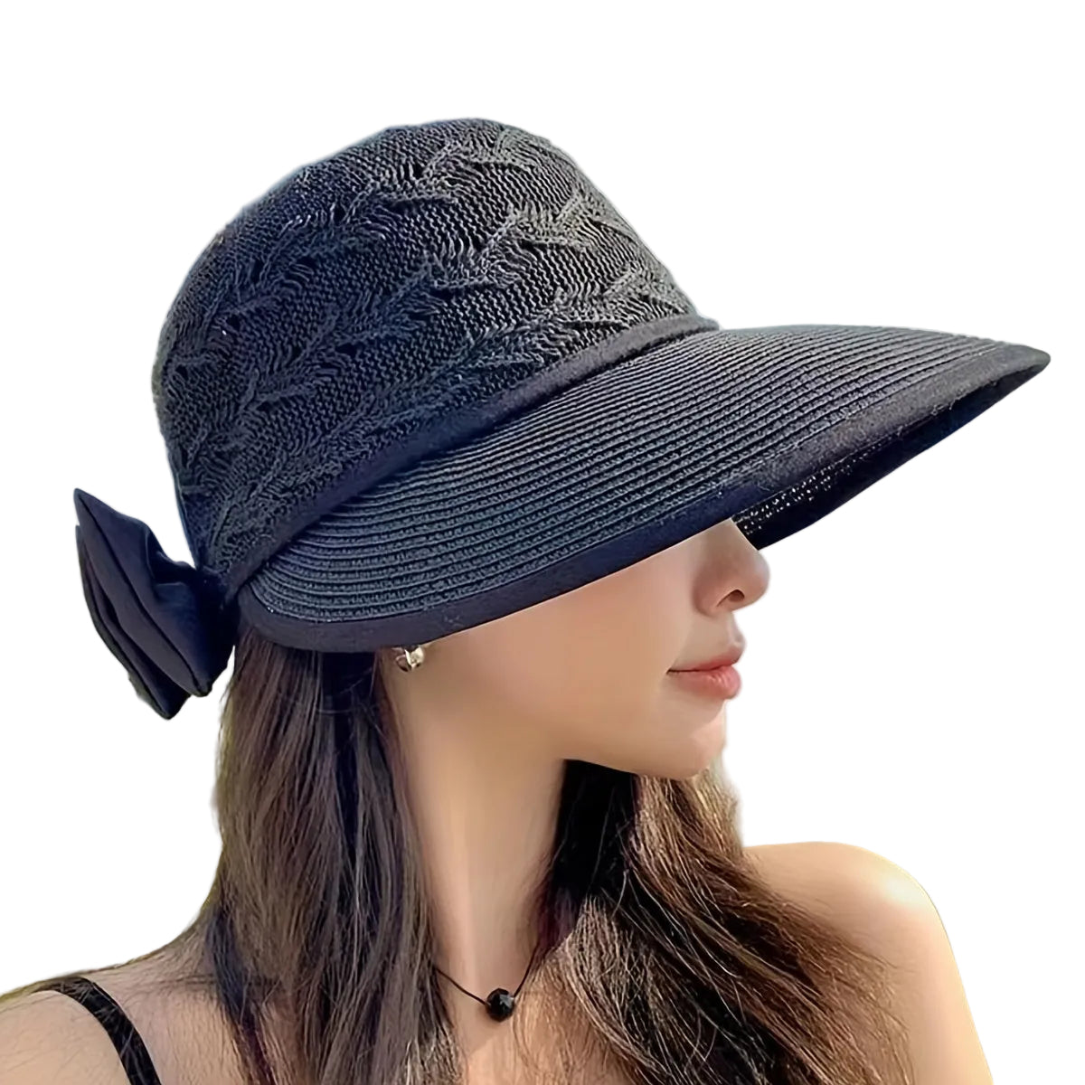 Floppy Hatt i Pappersstrå – Solhatt Med Rosett Och Blomdetalj