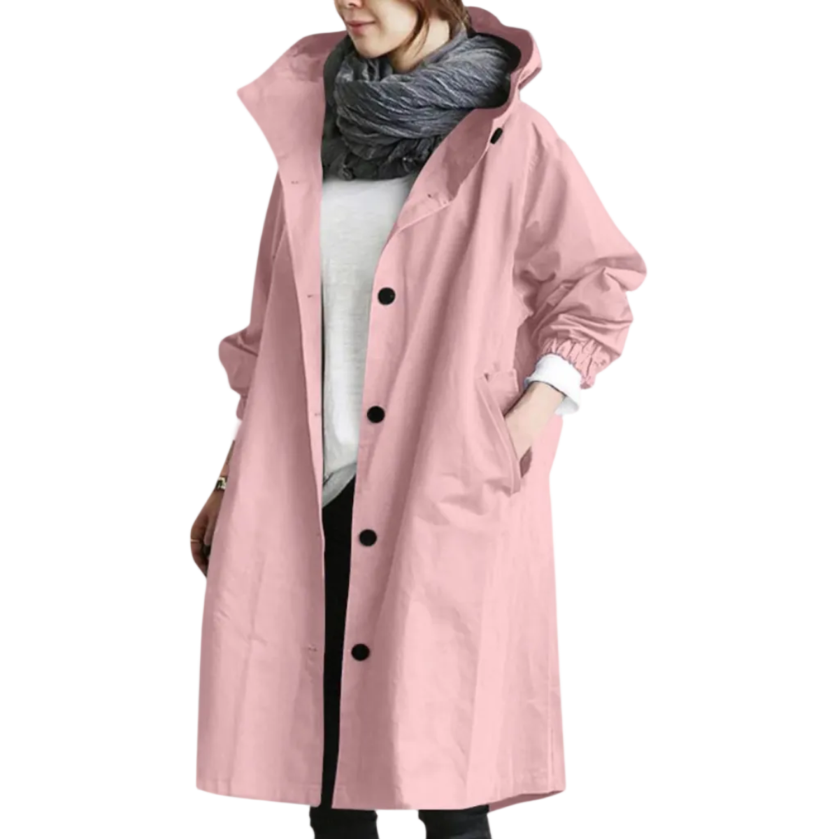 Oversized Trenchkappa för Dam i Bomull och Polyester | Långärmad Kappa med Sidfickor | Lager-på-Lager Ytterplagg | Olsson