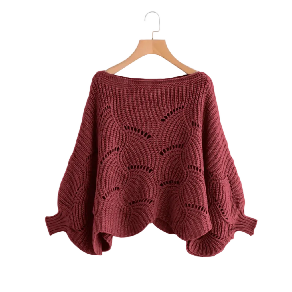 Dam Stickad Tröja med Fladdermusärm | Lös Passform & Breda Ärmar | Stickad Tröja för Vardagsbruk & Lager-På-Lager | Olsson