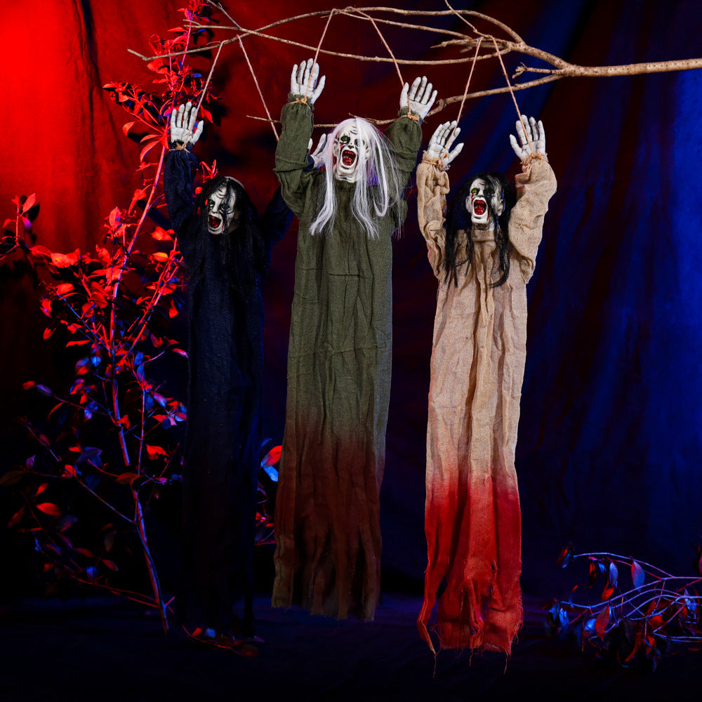 Hängande Spökdekoration i Tyg | Spökornament med Långt Hår och Upphängningsdesign | Halloween Inomhus & Utomhus | Olsson