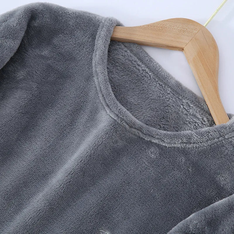 Pyjamas Set Med Byxa – Stickad Långärmad Sovkläder För Vinter