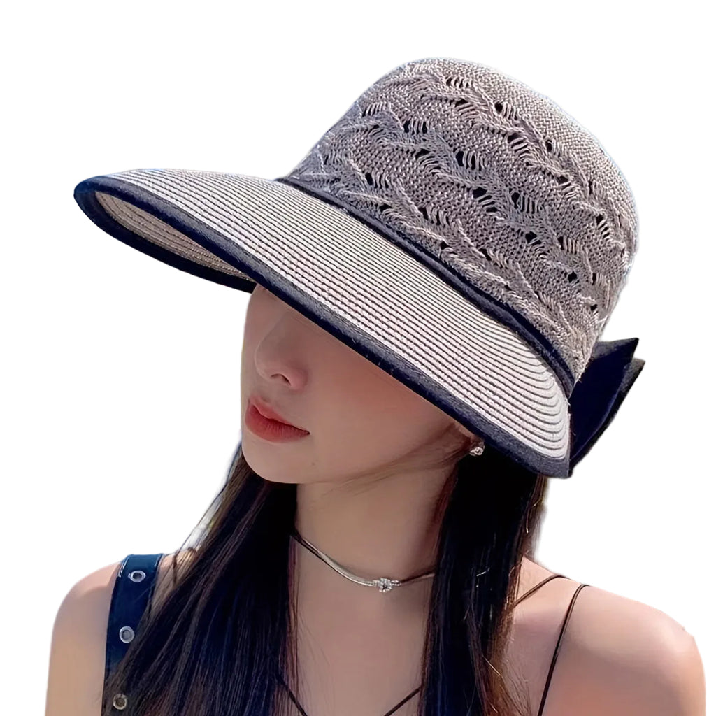 Floppy Hatt i Pappersstrå – Solhatt Med Rosett Och Blomdetalj