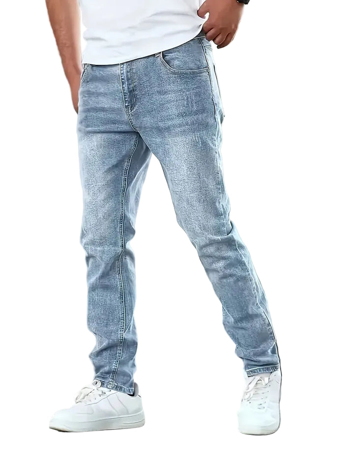 Midjemodell Straight Jeans - Tvättade Casual Denim