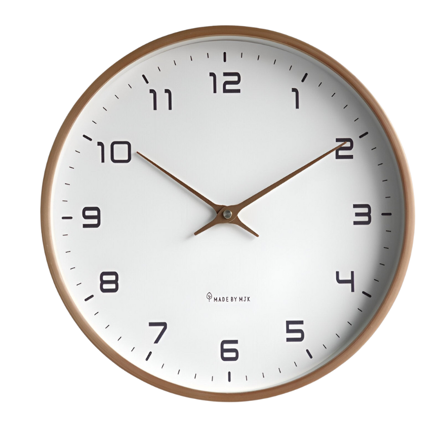 EleQuartz Klocka | Rund Väggklocka - Nordisk Trä Väggklocka