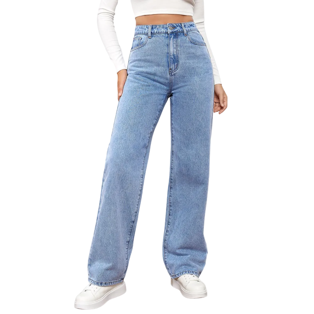 Vida Jeans Denim - Midjemodell Hellånga Avslappnad Byxor