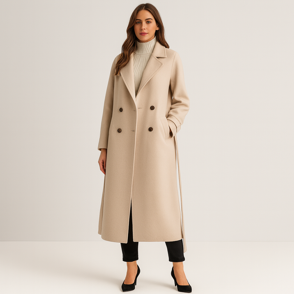 Cecille - Lång Ullkappa med Klassisk Silhuett