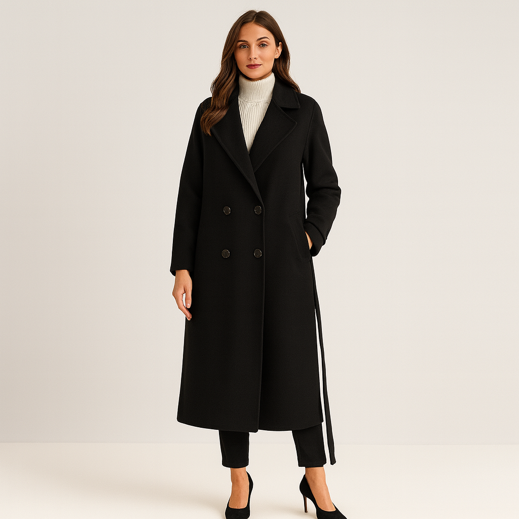 Cecille - Lång Ullkappa med Klassisk Silhuett