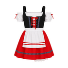 Dam Dirndl-Klänning i Polyester | Spetskant & Matchande Förkläde | Bayerskt Inspirerad Festkostym för Oktoberfest | Olsson