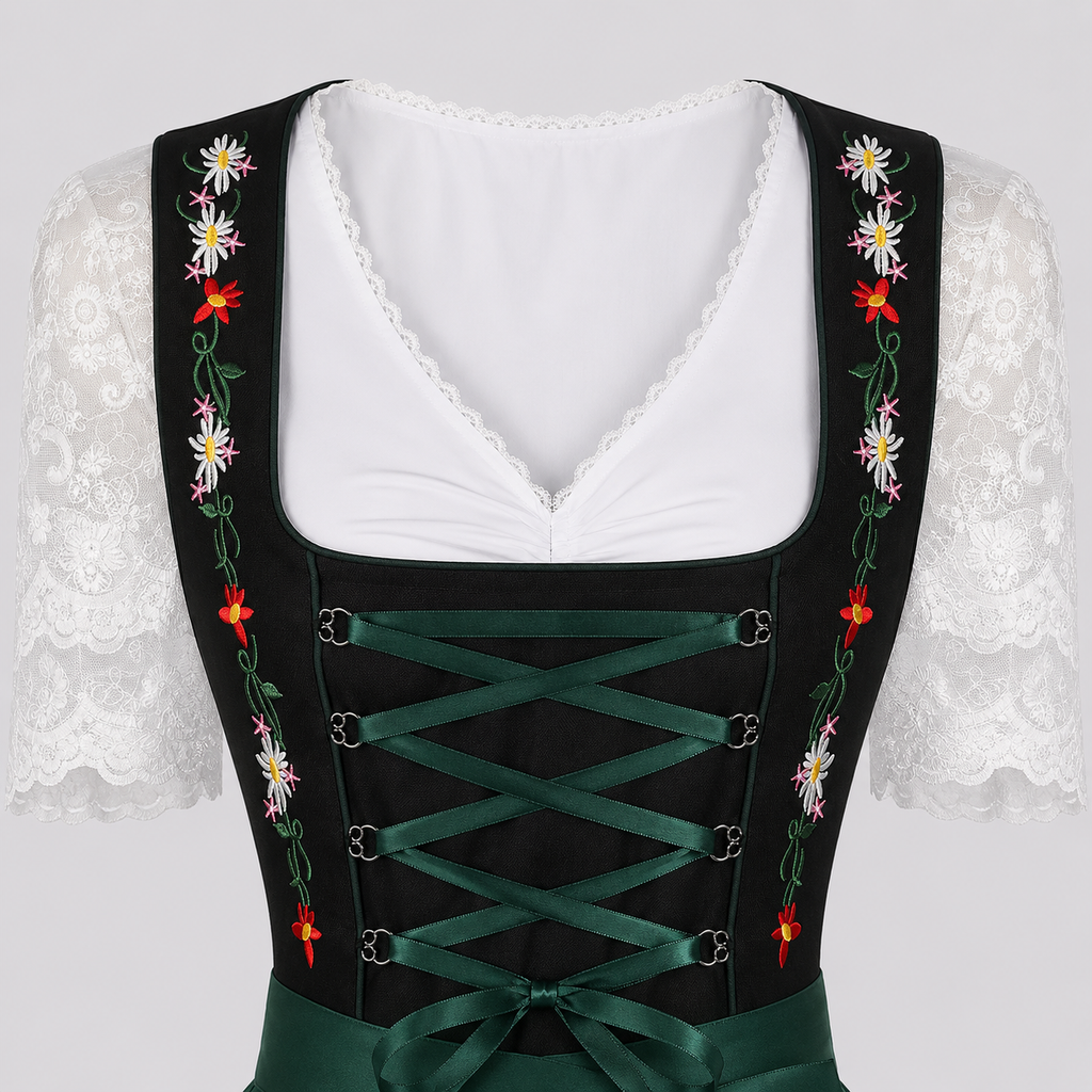 Dam Dirndl-Klänning i Polyester | Dekorativt Livstycke & Utsvängd Kjol | Traditionell Festklänning för Oktoberfest | Olsson