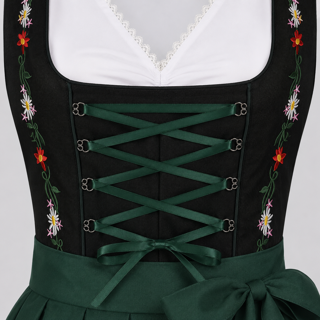 Dam Dirndl-Klänning i Polyester | Dekorativt Livstycke & Utsvängd Kjol | Traditionell Festklänning för Oktoberfest | Olsson