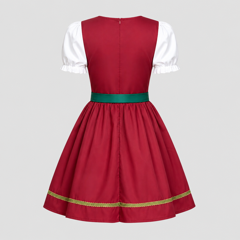 Dam Oktoberfestklänning i Polyester | Snörning & Förkläde | Korta Puffärmar för Folkfester & Temaevenemang | Olsson
