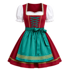 Dam Oktoberfestklänning i Polyester | Snörning & Förkläde | Korta Puffärmar för Folkfester & Temaevenemang | Olsson