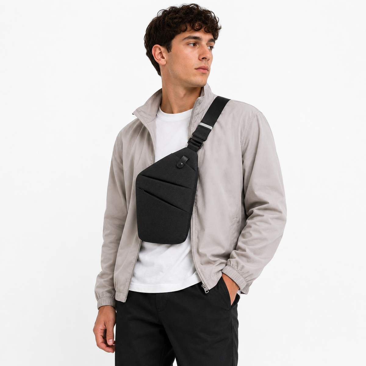 Mini Crossbody-Väska | Justerbar Axelrem med Dragkedja | Flerfacksväska för Resor och Vardagsbruk | Olsson