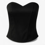 Dam Korsettopp med Satinfinish | Strukturerad Bustier & Framlåsning | Lång Ärmlös Topp för Aftonbruk & Lagerlooks | Olsson