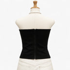 Dam Korsettopp med Satinfinish | Strukturerad Bustier & Framlåsning | Lång Ärmlös Topp för Aftonbruk & Lagerlooks | Olsson