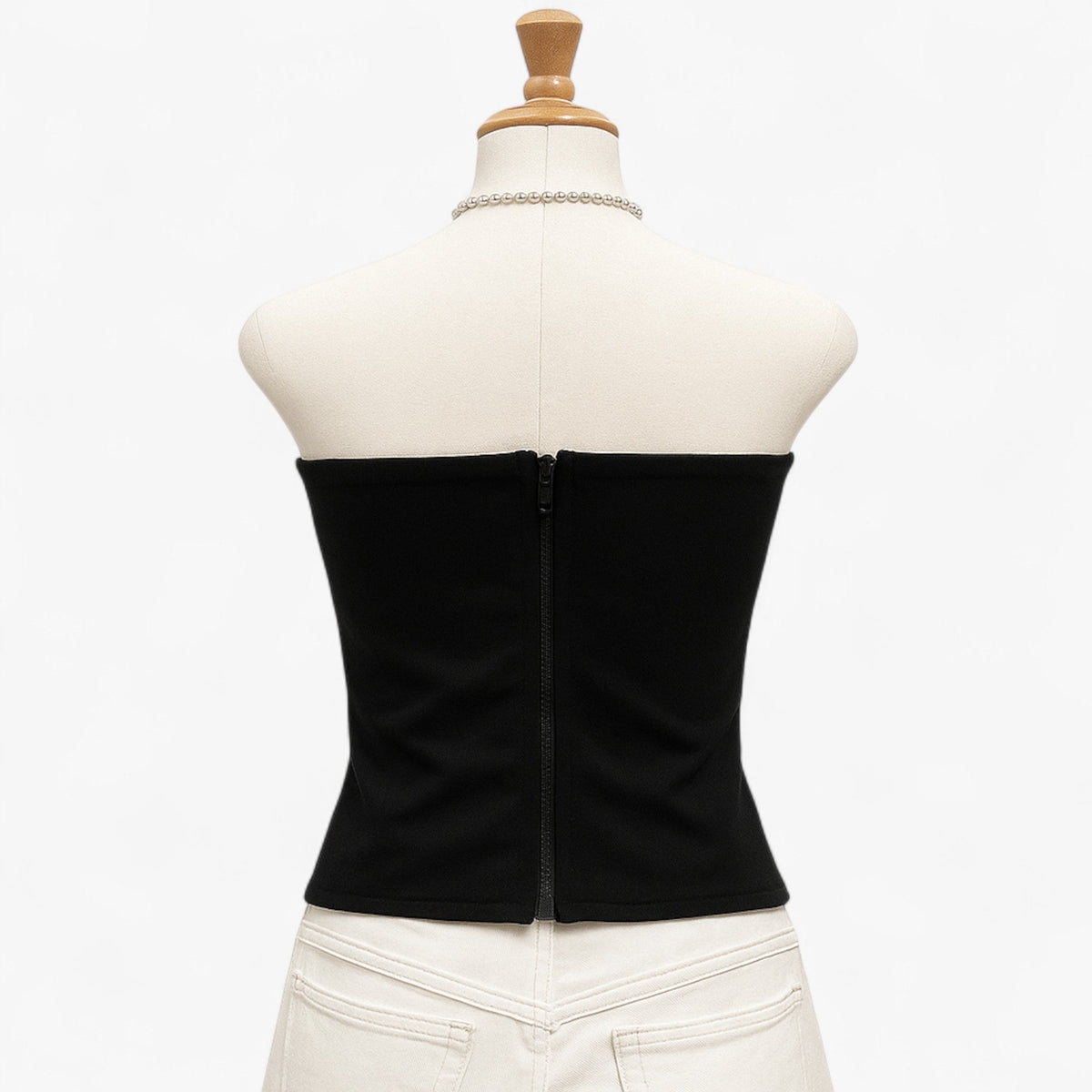 Dam Korsettopp med Satinfinish | Strukturerad Bustier & Framlåsning | Lång Ärmlös Topp för Aftonbruk & Lagerlooks | Olsson