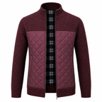 Herr Rutig Pullover | Slim Fit & Knappstängning | Långärmad Stickad Topp med Krage & Framfickor för Fritid & Smart-Casual | Olsson