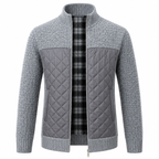 Herr Rutig Pullover | Slim Fit & Knappstängning | Långärmad Stickad Topp med Krage & Framfickor för Fritid & Smart-Casual | Olsson