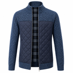 Herr Rutig Pullover | Slim Fit & Knappstängning | Långärmad Stickad Topp med Krage & Framfickor för Fritid & Smart-Casual | Olsson