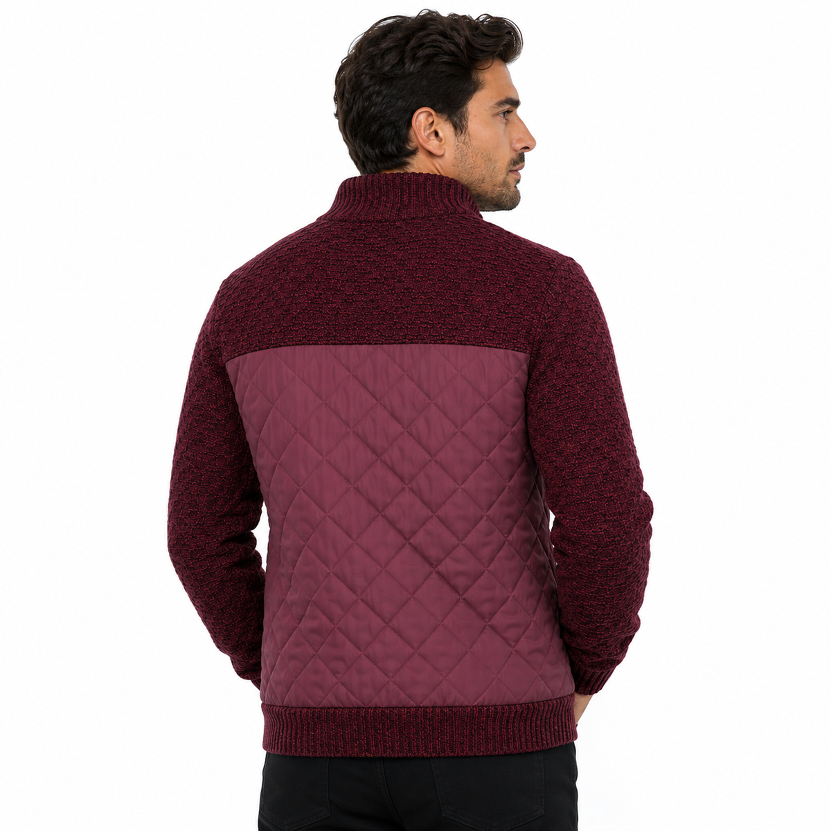Herr Rutig Pullover | Slim Fit & Knappstängning | Långärmad Stickad Topp med Krage & Framfickor för Fritid & Smart-Casual | Olsson